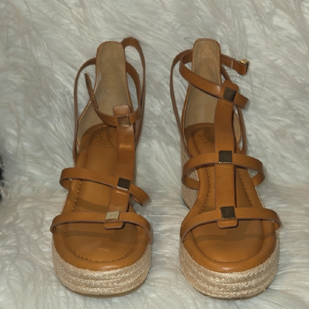 Franco Sarto Brown Strappy Espadrille Sandals